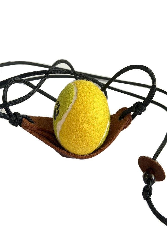 Parallel Halo Leather Shepherd Sling Handmade Paracord Shepherds Sling Tennis Ball Thrower (Light Brown) - Image 3