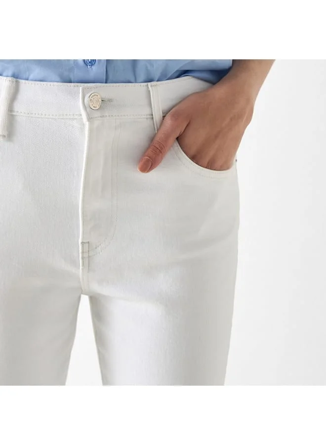 Lee Cooper Lee Cooper Solid Regular Fit Jeans with Pockets