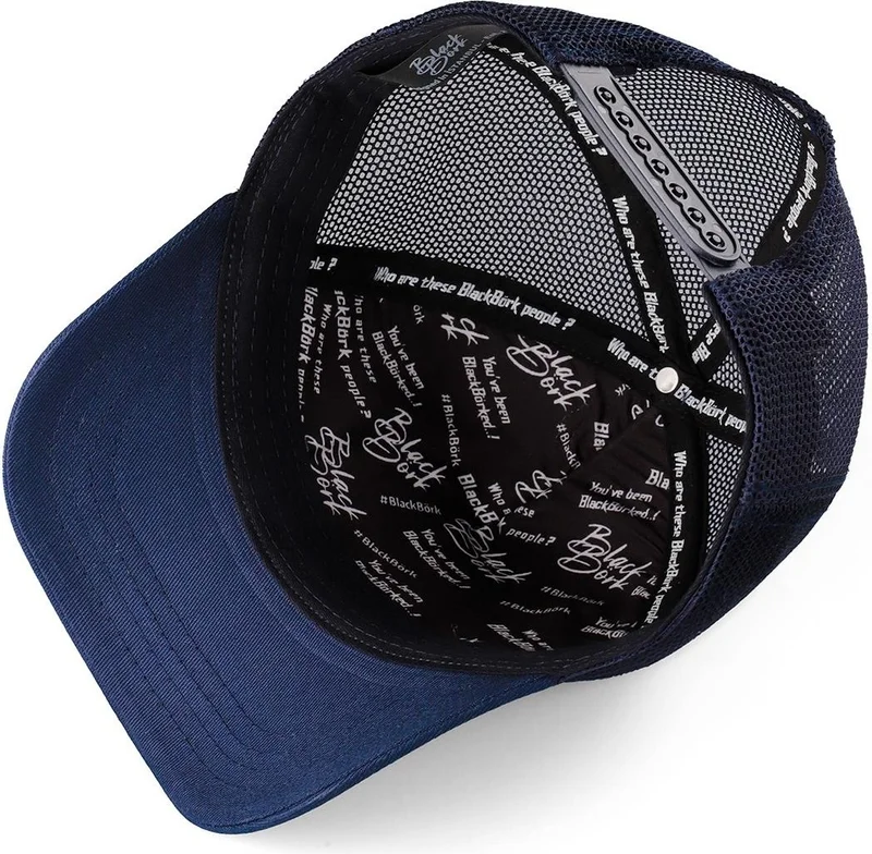 بلاك بورك V1 Trucker Football Player - Unisex Navy Blue Hat (Cap) with 4 Code Logo