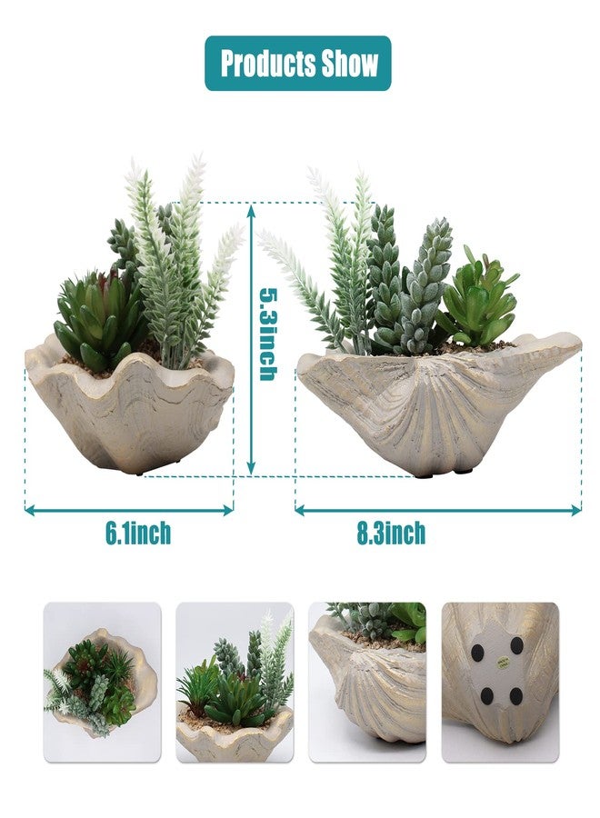 Accessoryway Resin Seashell Bowl Decor with Faux Succulents Coastal Beach Decorations for Home Bathroom Decor Series Home Beach Seashell Decor Theme Party Favors (Without Drainage Hole)… - Image 2