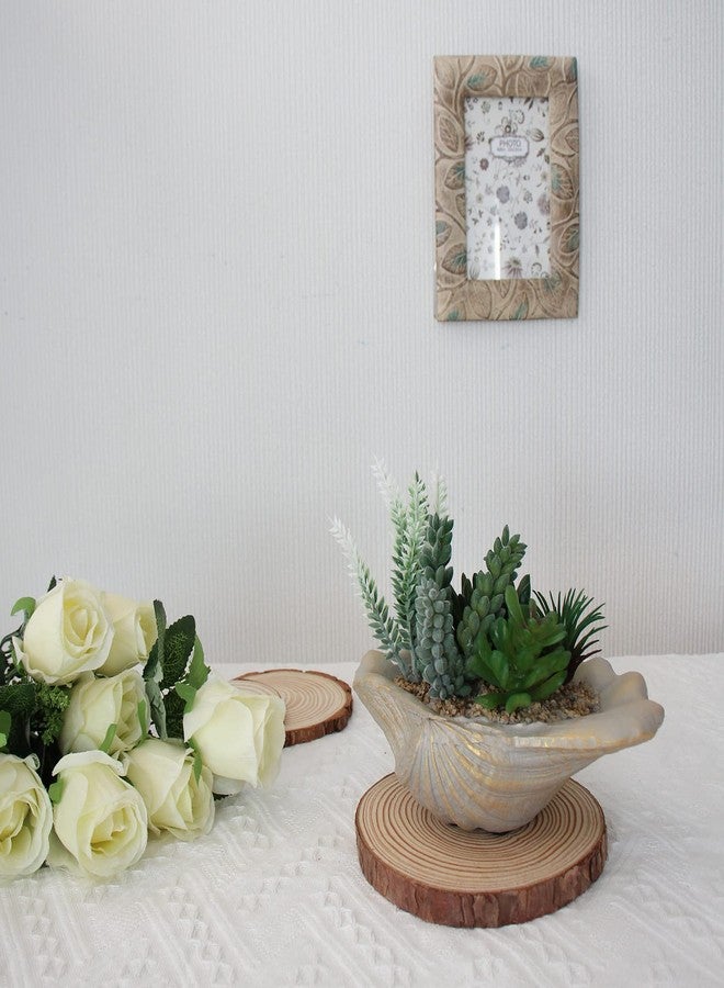 Accessoryway Resin Seashell Bowl Decor with Faux Succulents Coastal Beach Decorations for Home Bathroom Decor Series Home Beach Seashell Decor Theme Party Favors (Without Drainage Hole)… - Image 5
