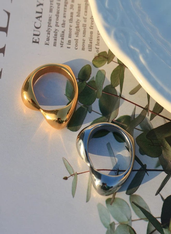 JINHUI Rings for Women, 18K Gold Plated Heart Shaped Women’s Chunky Rings for Wedding Engagement Statement Promise Anniversary Band Rings (8) - Image 4