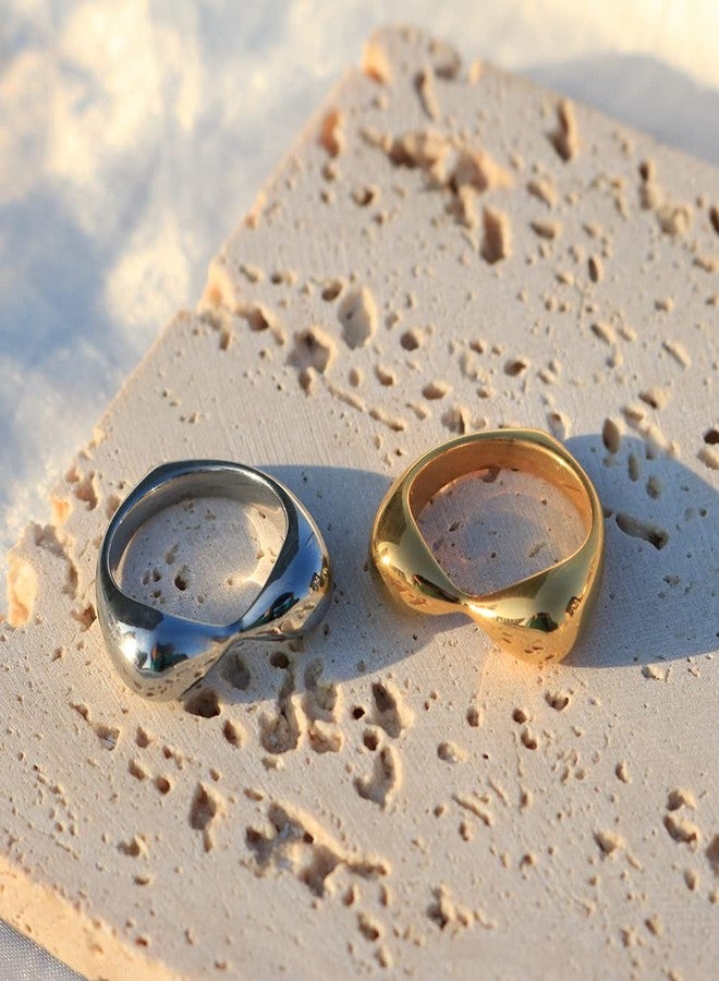 JINHUI Rings for Women, 18K Gold Plated Heart Shaped Women’s Chunky Rings for Wedding Engagement Statement Promise Anniversary Band Rings (8) - Image 5