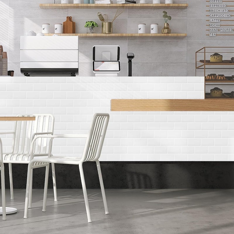 DEWOO White Peel and Stick Subway Tile Brick Backsplash Self Adhesive Wall Tiles for Kitchen Bathroom, 10-Sheet, 12"×12" - Image 4