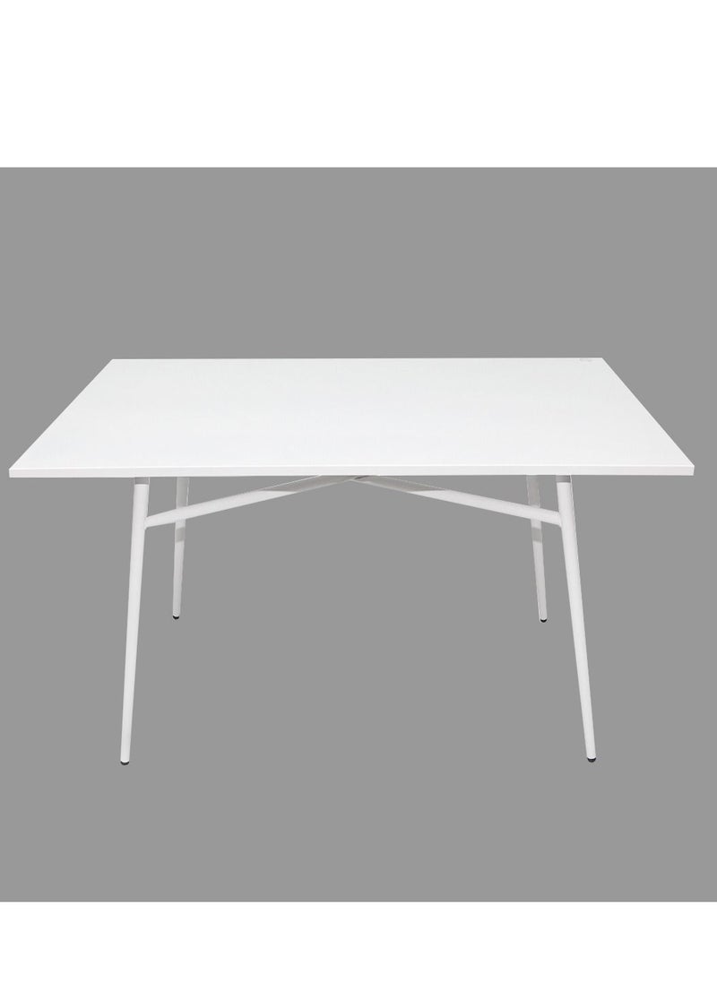 Swin Furniture Six-Seater Minimalist Aluminum Outdoor Dining Table For Garden - White  - Image 1