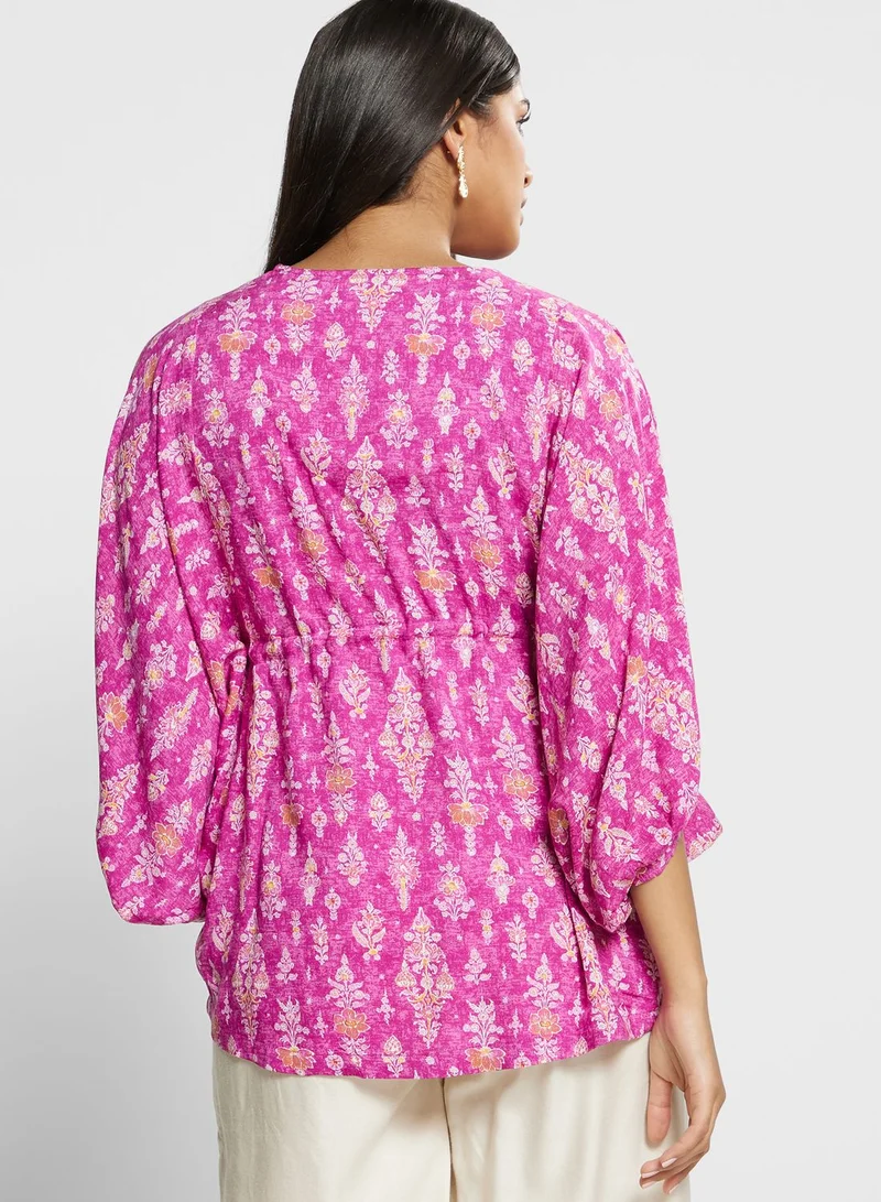 Biba Floral Printed Tie Detail Top