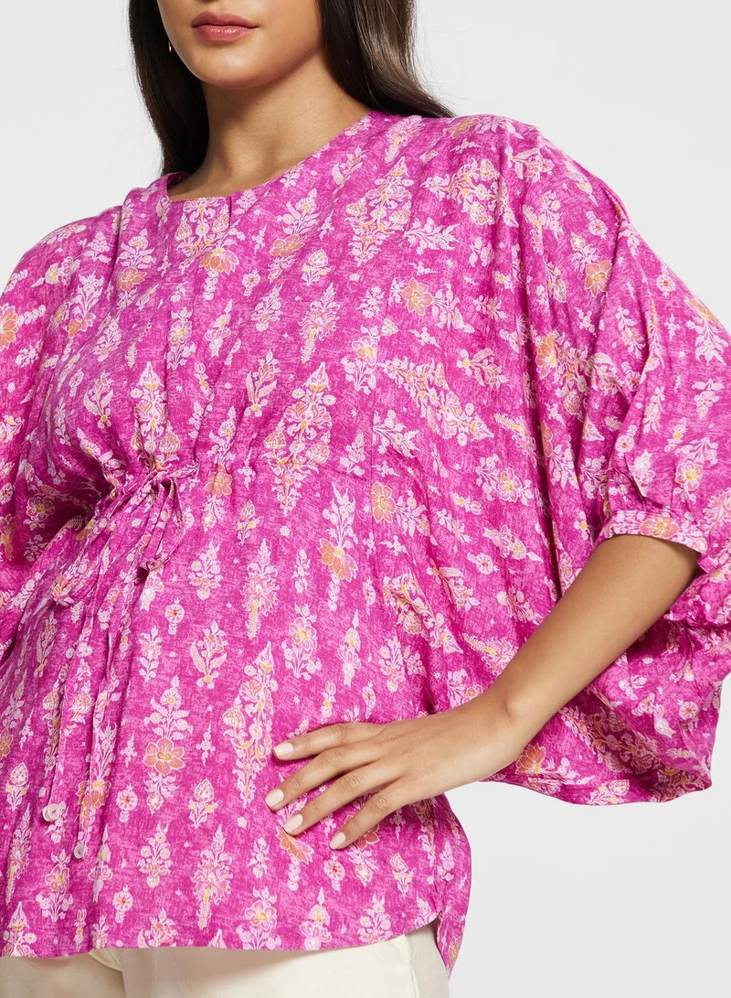 Biba Floral Printed Tie Detail Top