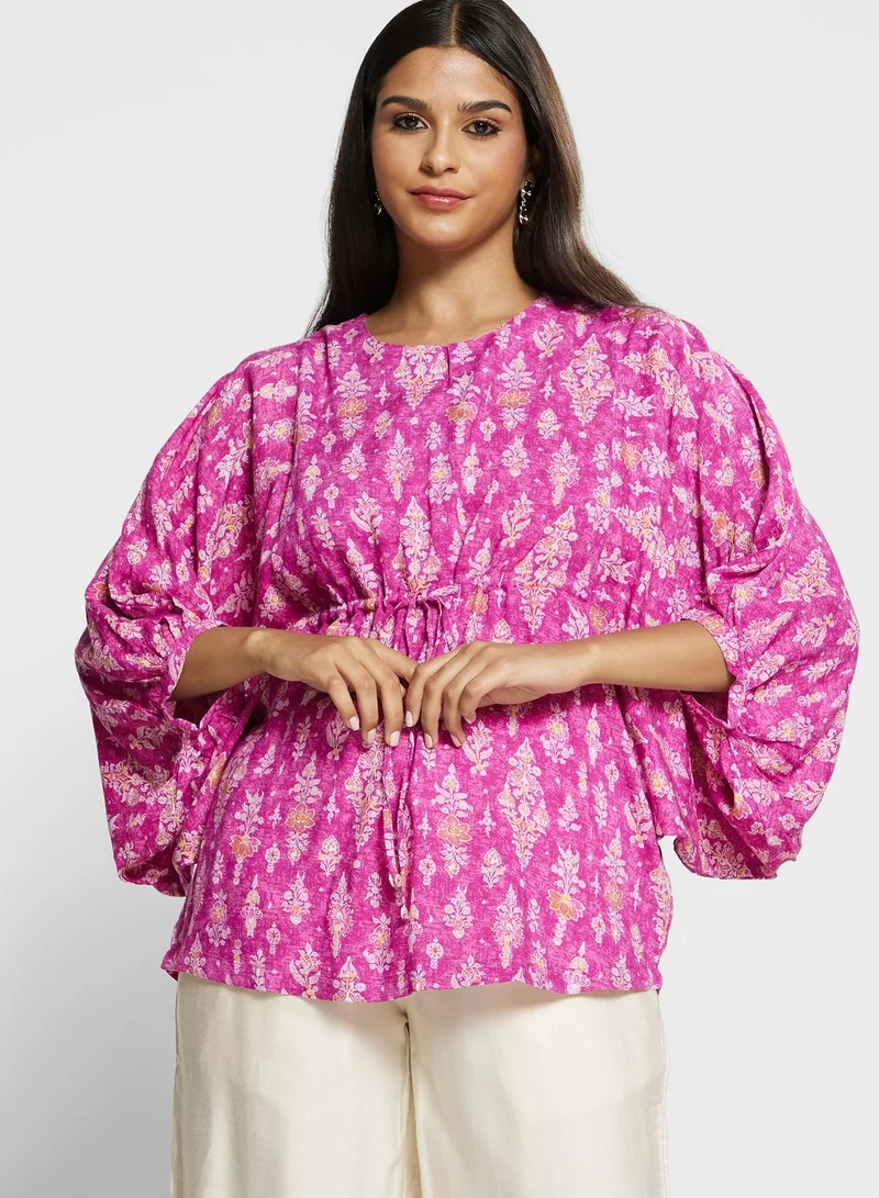 Biba Floral Printed Tie Detail Top