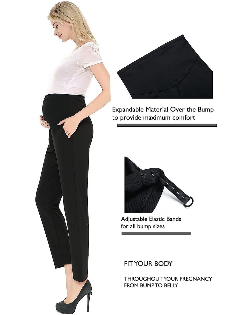 Generic - Maternity Pants Comfortable Stretch Over-Bump Women Pregnancy Casual Capris for Work - Image 1