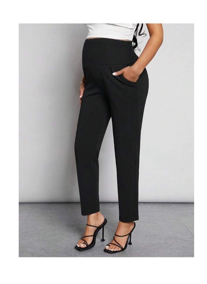 Generic - Maternity Pants Comfortable Stretch Over-Bump Women Pregnancy Casual Capris for Work - Image 1