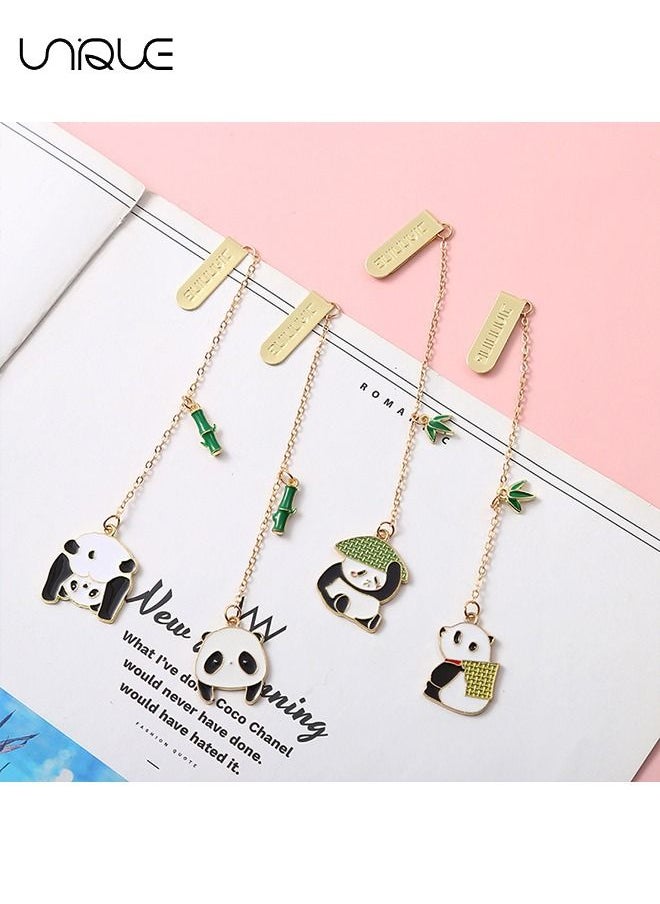 Unique 4Pcs Bookmark - Panda Bookmark - Cartoon Bamboo Tassel Bookmark - Teacher, School, Home Office, Reading Stationery - 4 Designs  - Image 5