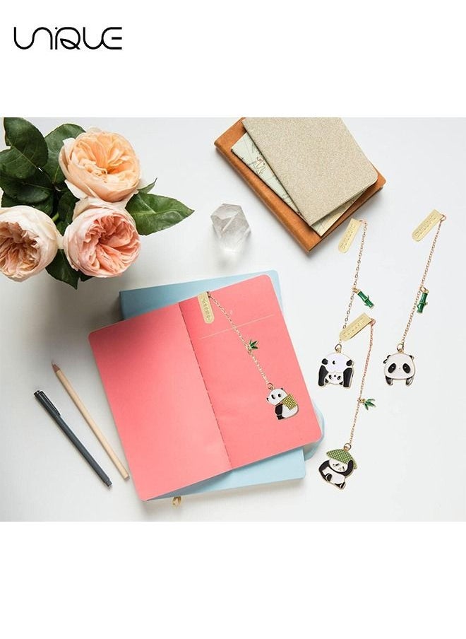 Unique - 4Pcs Bookmark - Panda Bookmark - Cartoon Bamboo Tassel Bookmark - Teacher, School, Home Office, Reading Stationery - 4 Designs - Image 1