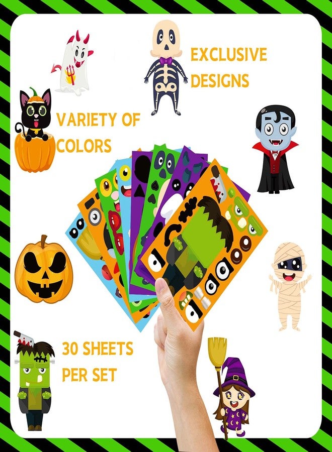 N.C Halloween Stickers for Kids 32PCS Halloween Games for Kids Hallowee n Make a Face Stickers Jack-O-Lantern Sticker Cute Arts and Crafts - Image 5