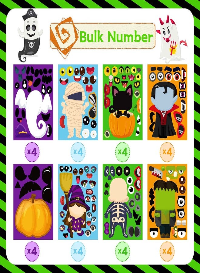 N.C Halloween Stickers for Kids 32PCS Halloween Games for Kids Hallowee n Make a Face Stickers Jack-O-Lantern Sticker Cute Arts and Crafts - Image 3