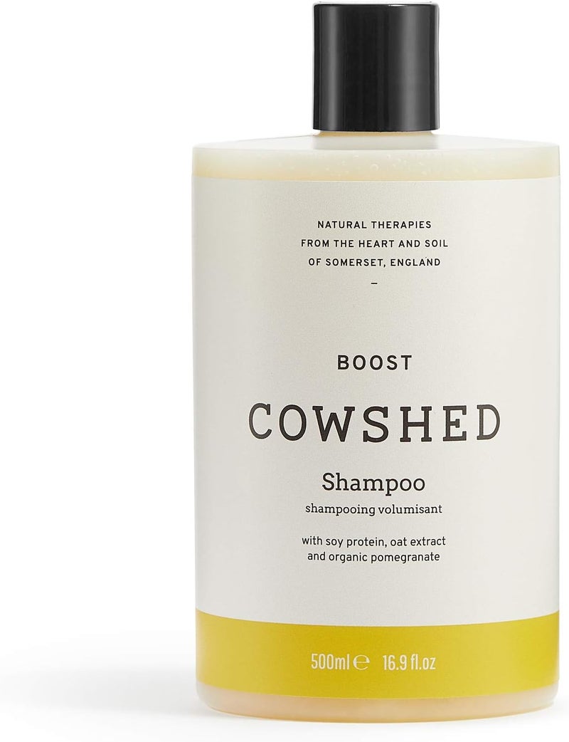 Cowshed Boost Shampoo 500ml Volumising Shampoo for Fine Hair Natural Vegan Paraben Free Cleansing Detangling with Wheat Protein Oat Extract and Lemon