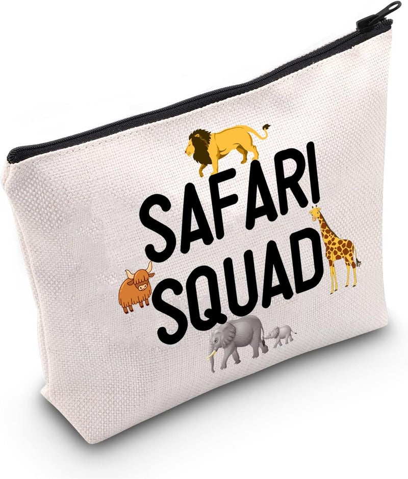 LEVLO Safari Squad Makeup Bag African Safari Trip Wild Animal Lover Travel Zipper Pouch(Safari Squad)