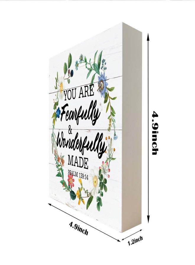 Razpah Christian Wood Signs, Bible Verse Psalm 139:14 - You are Fearfully & Wonderfully Made, Box Sign Decor Tabletop, Inspirational Wood Plaque, Wood Table Signs, Country Style Home Decor, Christian Gift - Image 2