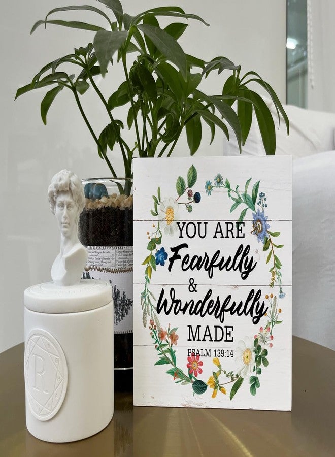 Razpah Christian Wood Signs, Bible Verse Psalm 139:14 - You are Fearfully & Wonderfully Made, Box Sign Decor Tabletop, Inspirational Wood Plaque, Wood Table Signs, Country Style Home Decor, Christian Gift - Image 5