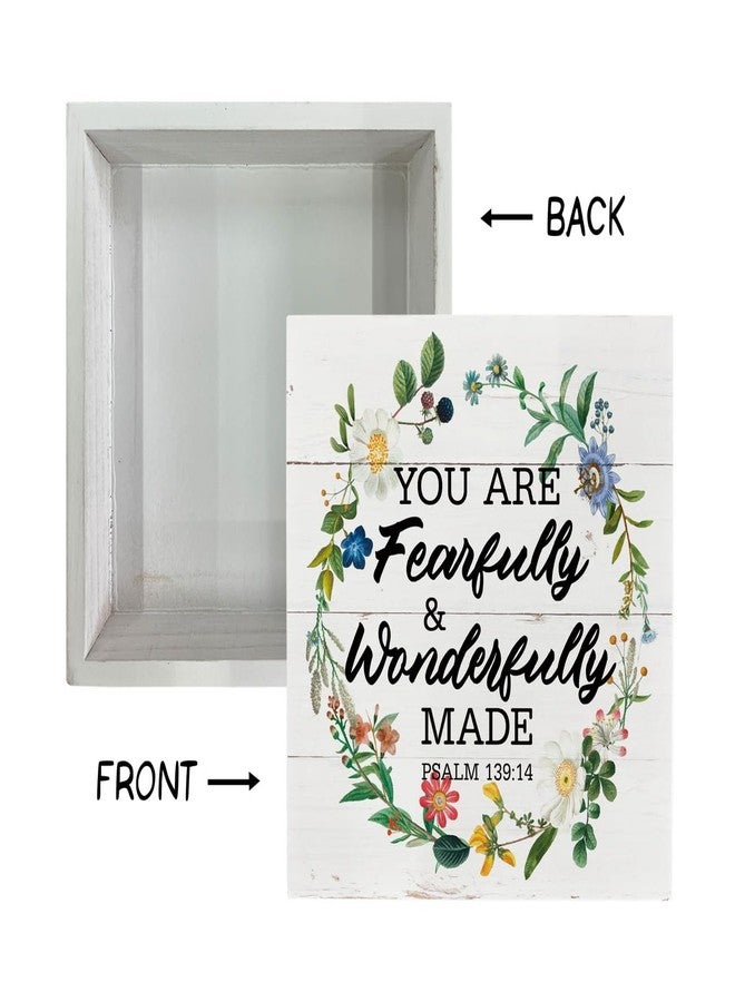 Razpah Christian Wood Signs, Bible Verse Psalm 139:14 - You are Fearfully & Wonderfully Made, Box Sign Decor Tabletop, Inspirational Wood Plaque, Wood Table Signs, Country Style Home Decor, Christian Gift - Image 3