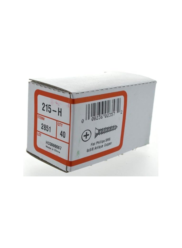 Hillman 2851 6 x 5/8-Inch Flat Head Antique Copper Decorative Sheet Metal Screw, 40-Pack - Image 2