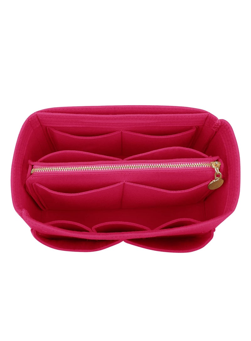 LEXSION Felt Purse Bag Organizer Insert with zipper Bag Tote Shaper Fit Speedy Neverful PM MM 8021 Rosy L - Image 1