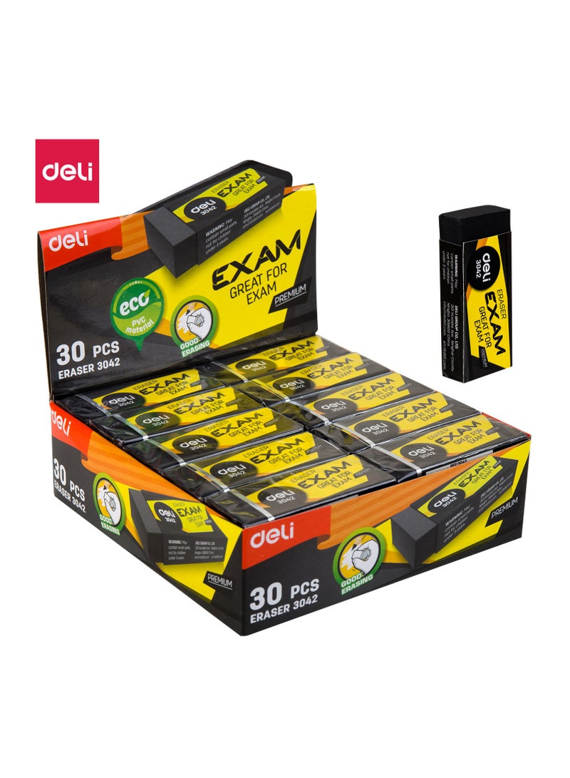 Deli ممحاة امتحان دلي E3042 2B 30 قطعة / صندوق - ممحاة مطاطية نظيفة وخالية من الغبار للاستخدام في المدرسة والمكتب - Image 1