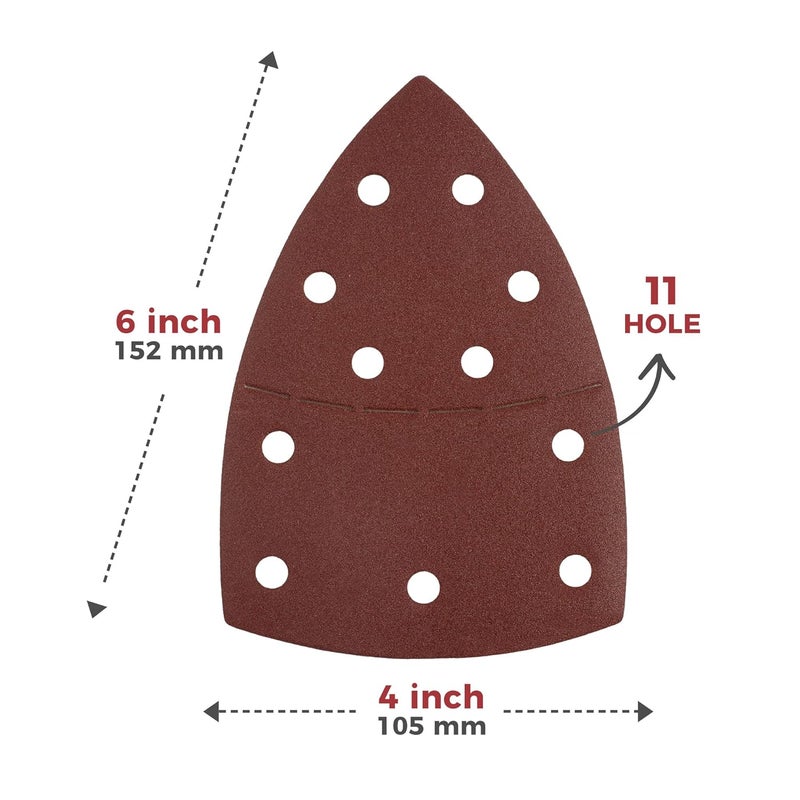 S SATC 50 PCS Mouse Sander Sandpaper 11 Holes 240 Grit Detail Sander Sandpaper Palm Sander Paper Hook and Loop Sander Pads Triangular Sanding Sheets - Image 2