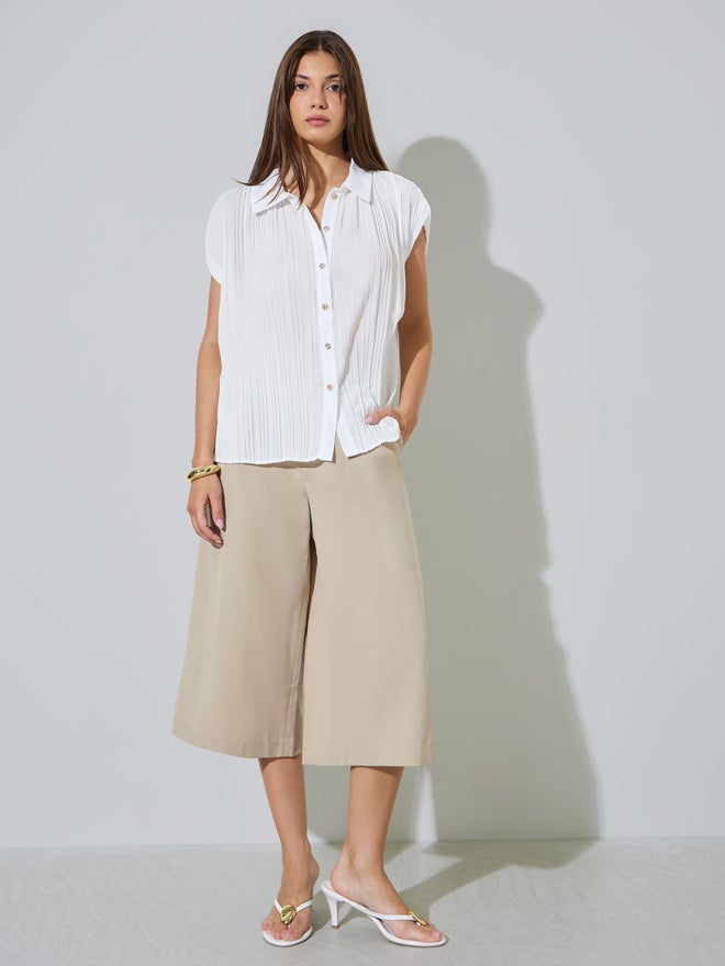Styli White Textured Short Sleeve Shirt - Image 2