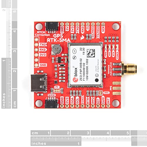 SparkFun GPS-RTK-SMA Breakout-ZED-F9P (Qwiic)-Concurrent reception of GPS GLONASS Galileo BeiDou High precision GPS 10mm 3 dimensional accuracy Receives L1C/A & L2C bands Voltage:5V or 3.3V Logic:3.3V - Image 2