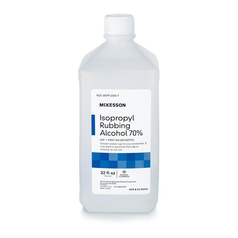 McKesson Isopropyl Rubbing Alcohol 70% [1 Count] USP First Aid Antiseptic, 32 oz - Image 1