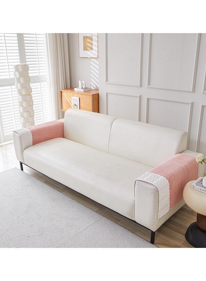 House of Quirk Sofa Covers Corduroy French Style Sofa Furniture Protector 1/2/3/4 Seater Sofa Cover Anti-Slip Sofa Slipcover (2 pc Armrest Peach, 50x70cm) - Image 1