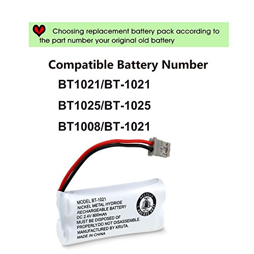 Kruta BT-1021 BBTG0798001 Compatible with Uniden BT-1021 BT1021 BT-1008 BT-1016 BT-1025 2.4V 800mAh Cordless Handset Phone Rechargeable Replacement Battery - Image 5