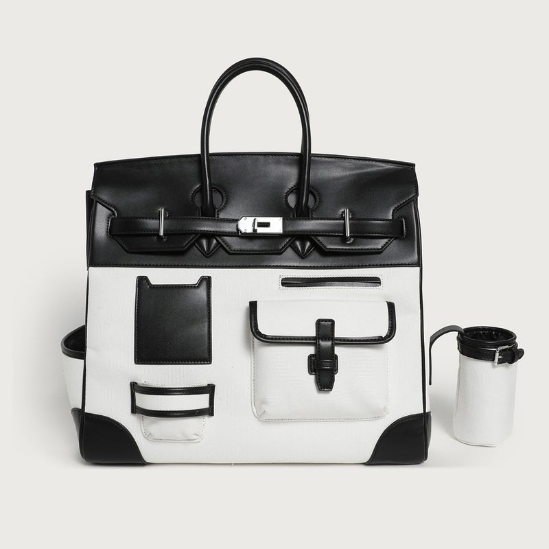 2025 Season New Contrast Canvas Colorblock Portable Extra Large Platinum Bag Casual Travel Bag Shoulder Crossbody Women'S Bag - Image 1