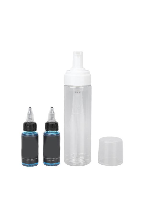 silvercnc - 2 pieces 40 Ml tattoo cleaning solution, swelling relief tattoo cleaning liquid soap accessories, blue soap with 200 Ml empty foam bottle set, for tattoo area cleaning effectively - Image 1
