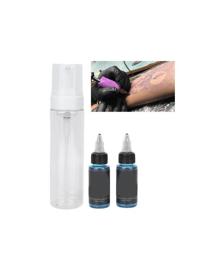 silvercnc - 2 pieces 40 Ml tattoo cleaning solution, swelling relief tattoo cleaning liquid soap accessories, blue soap with 200 Ml empty foam bottle set, for tattoo area cleaning effectively - Image 1