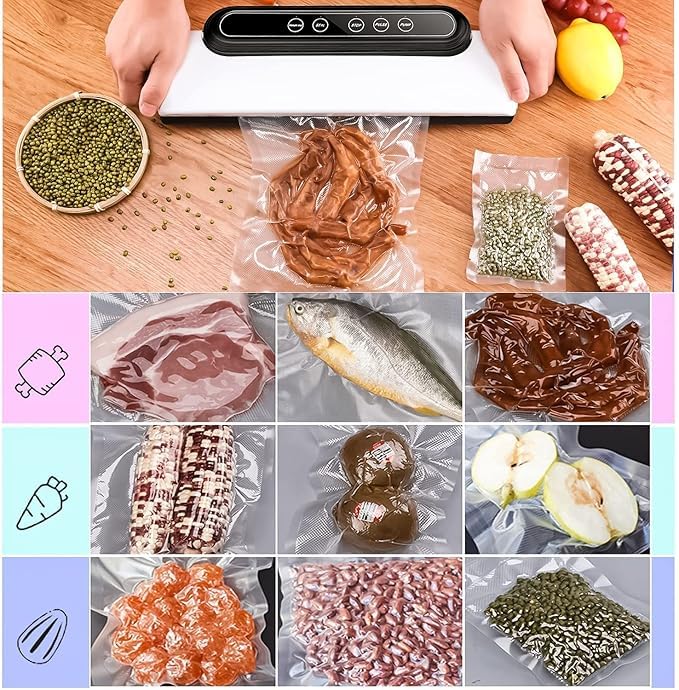 ONTRIP Vacuum Sealer Automatic Food Sealer with Builtin Cutter Roll Bag Storage Machine for Food Storage and Preservation with DryMoist Modes with Bags - Image 5