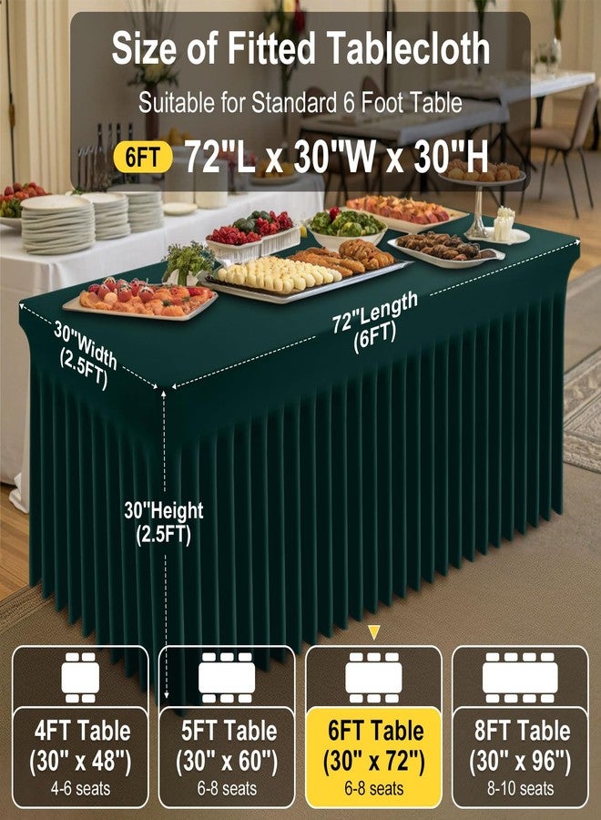 smiry مفرش طاولة سميري سباندكس، مفرش طاولة مطاطي مناسب للطاولات المستطيلة بطول 6 أقدام، غطاء طاولة مقاوم للماء وقابل للغسل للاستخدام الخارجي، وحفلات الزفاف، والمآدب، والحفلات (أخضر غامق، 72 طول × 30 عرض × 30 ارتفاع بوصة) - Image 4