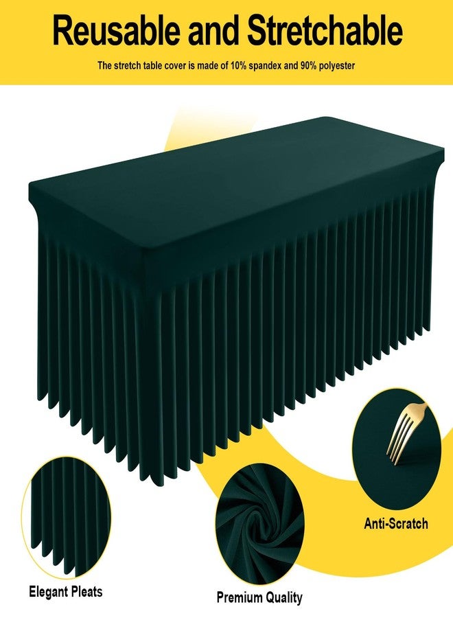 smiry مفرش طاولة سميري سباندكس، مفرش طاولة مطاطي مناسب للطاولات المستطيلة بطول 6 أقدام، غطاء طاولة مقاوم للماء وقابل للغسل للاستخدام الخارجي، وحفلات الزفاف، والمآدب، والحفلات (أخضر غامق، 72 طول × 30 عرض × 30 ارتفاع بوصة) - Image 2