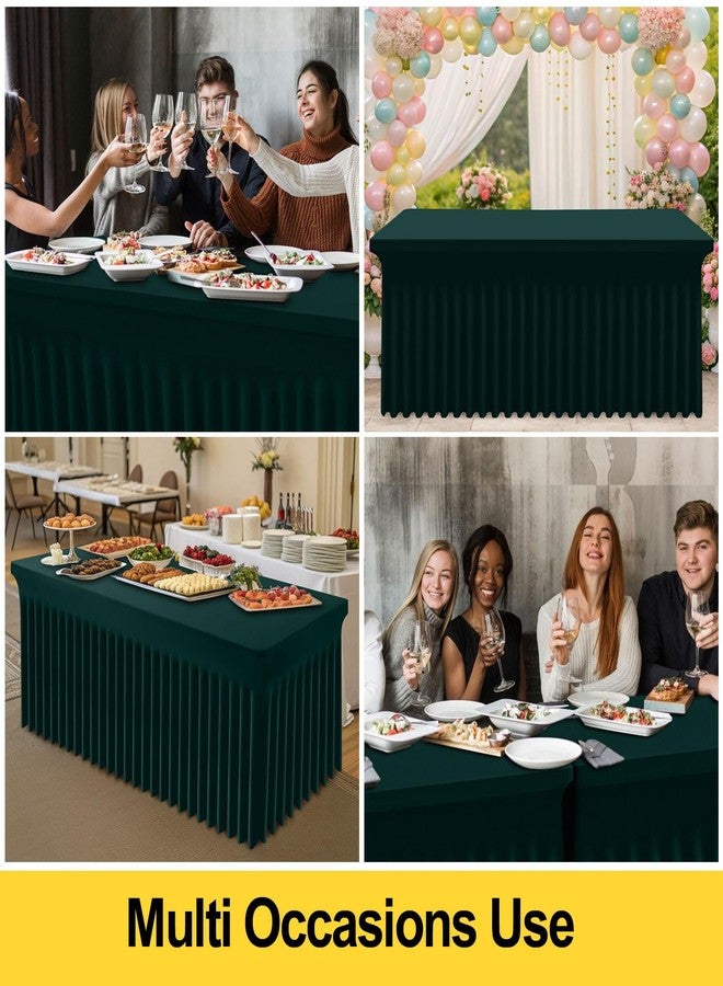 smiry مفرش طاولة سميري سباندكس، مفرش طاولة مطاطي مناسب للطاولات المستطيلة بطول 6 أقدام، غطاء طاولة مقاوم للماء وقابل للغسل للاستخدام الخارجي، وحفلات الزفاف، والمآدب، والحفلات (أخضر غامق، 72 طول × 30 عرض × 30 ارتفاع بوصة) - Image 5