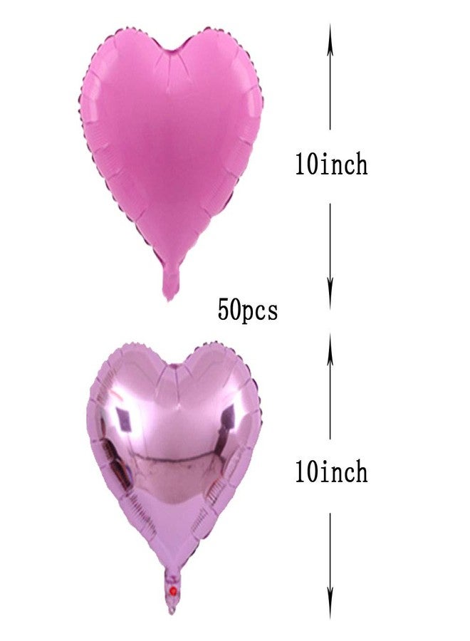 AnnoDeel 50 pcs 10 Inch Heart Foil Balloons, Multi-colored Heart Mylar Balloons Mixed Color for Wedding Birthday Baby Shower Party Decoration - Image 2