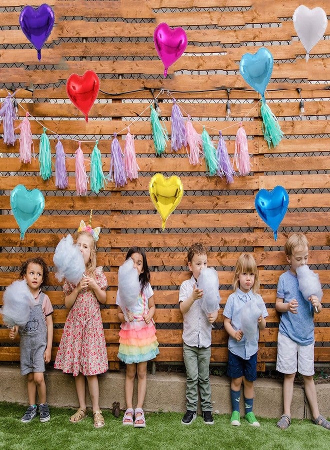 AnnoDeel 50 pcs 10 Inch Heart Foil Balloons, Multi-colored Heart Mylar Balloons Mixed Color for Wedding Birthday Baby Shower Party Decoration - Image 5