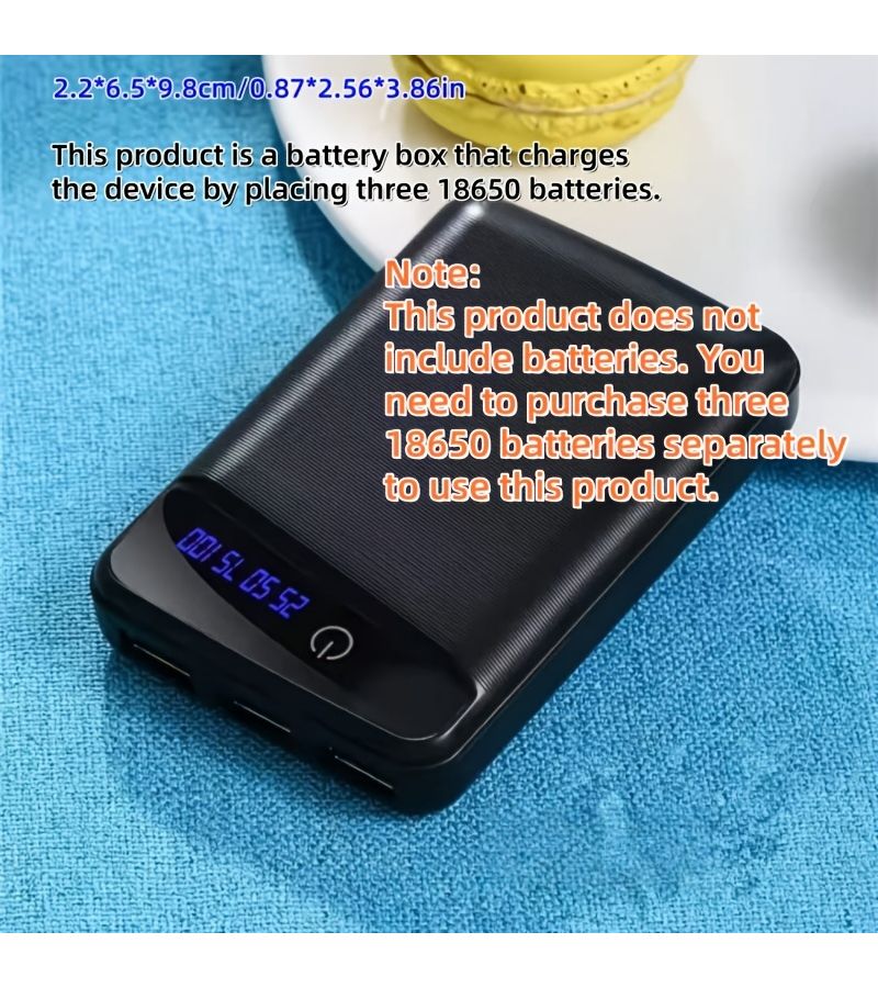 3 USB Battery Box Battery Holder Light Green Charging Device Power Supply Case - Image 2