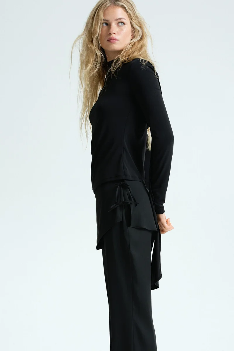 H&M Skirt-layered satin trousers