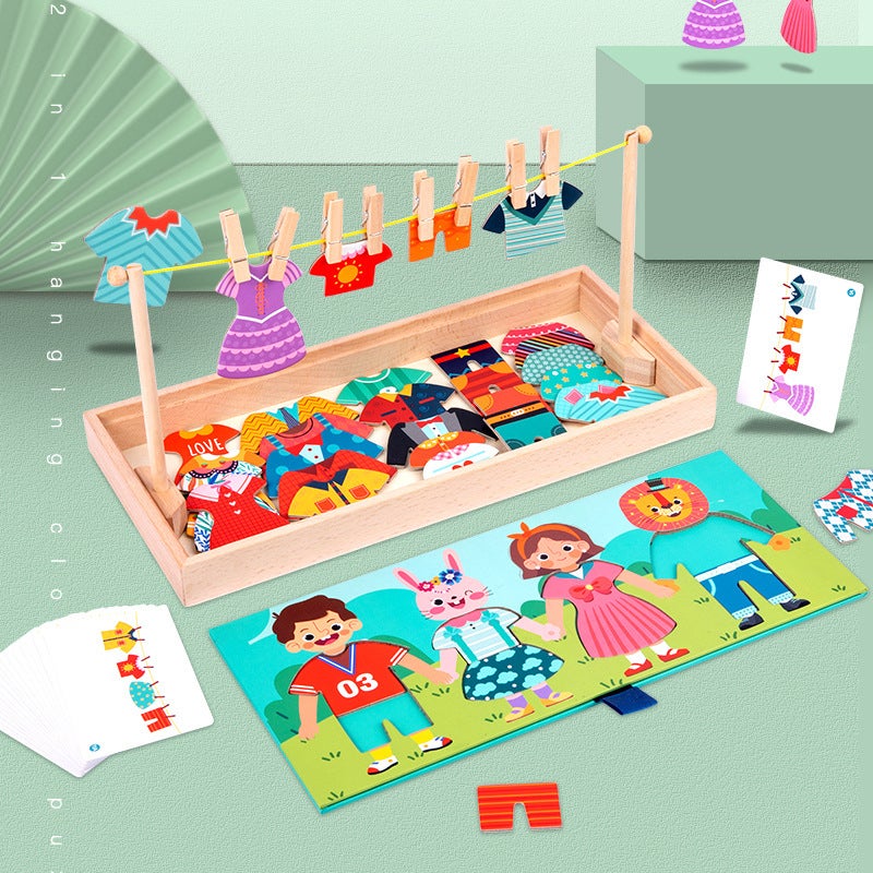 Montessori Early Education Fun And Ever-Changing Dress-Up Puzzles Kindergarten Living Area Clip-On Educational Toys - Image 2