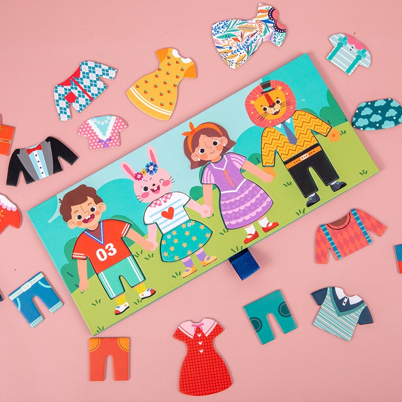 Montessori Early Education Fun And Ever-Changing Dress-Up Puzzles Kindergarten Living Area Clip-On Educational Toys - Image 5