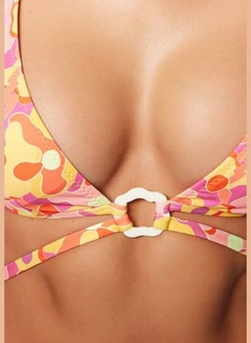 trendyol Abstract Pattern Triangle Accessorized Bikini Top TBESS23BU00265