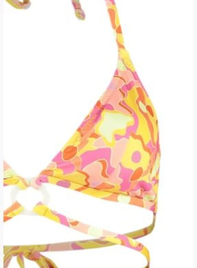 trendyol Abstract Pattern Triangle Accessorized Bikini Top TBESS23BU00265