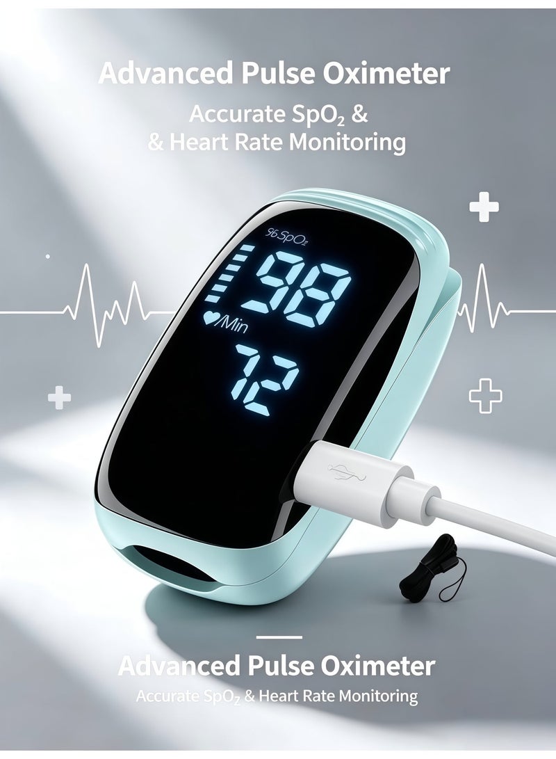 Joshberg Compact and Portable Finger Clip Oximeter for Real-Time Monitoring of Blood Oxygen Saturation, Heart Rate, and Pulse, Essential for Daily Home Health Monitoring - Image 2
