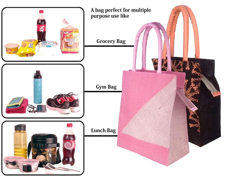 Foonty Daily Use Men/Women Jute Lunch Bags(Pack of 2,FAB-24B) - Image 2