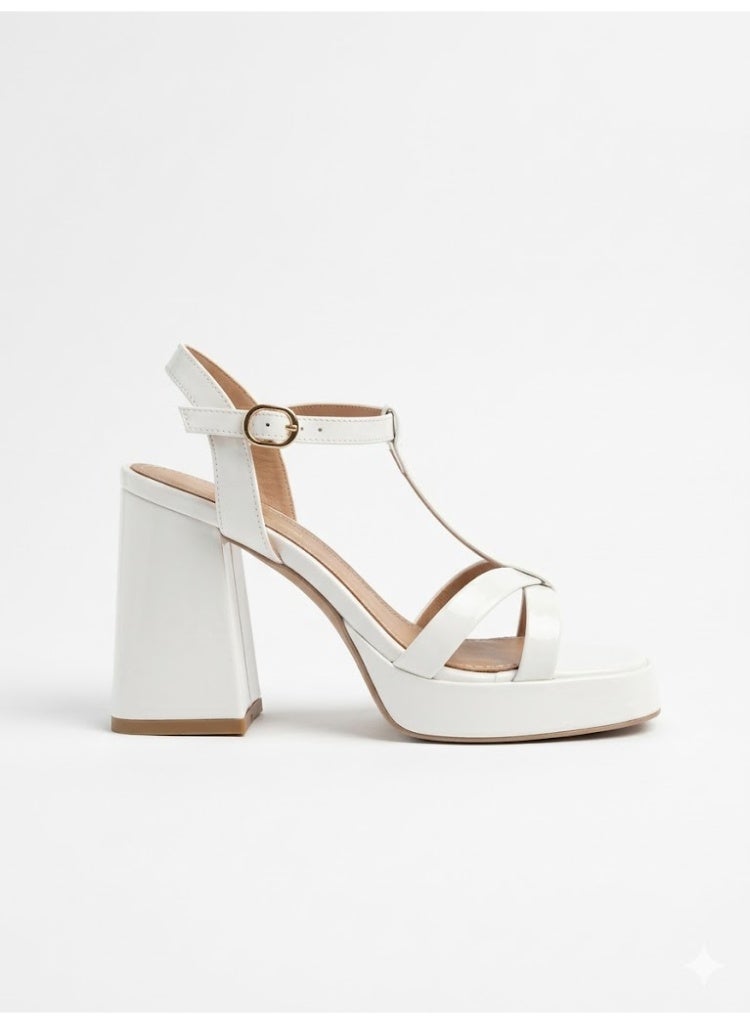 LIFESTYLISH Sandal High Heel Leather Glossy H-16 - White - Image 3